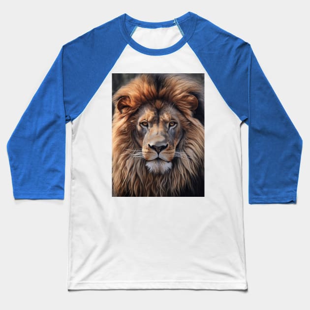 Majestic African Lion in Hyperrealistic Oil Paint - Amazing Zoo Art Baseball T-Shirt by ABART BY ALEXST 
